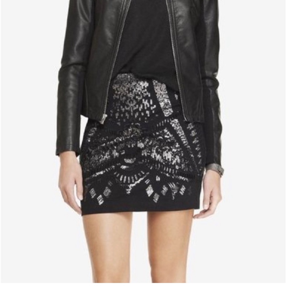 Express Black Sequin Mini Skirt - size XS